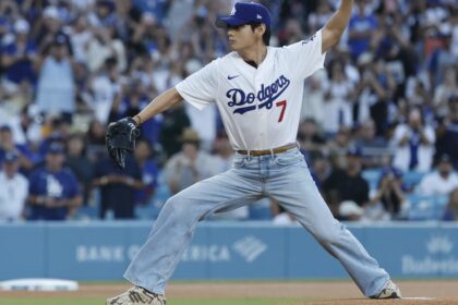 V of BTS gets his Dodgers fanboy on with Shohei Ohtani while throwing a strike of his own